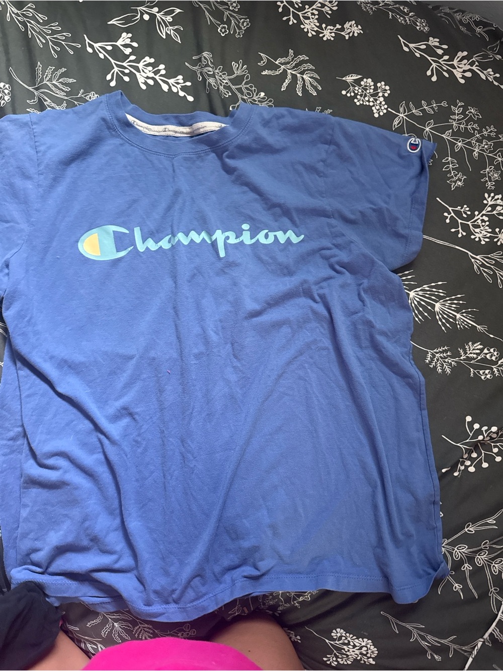 Champion Boys' Royal Blue Logo Tee with Light Blue Accent
